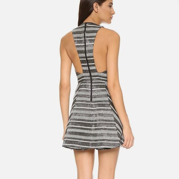 NWT Alice and Olivia Size 6 Black and Silver Striped Dress - Picture 4 of 9